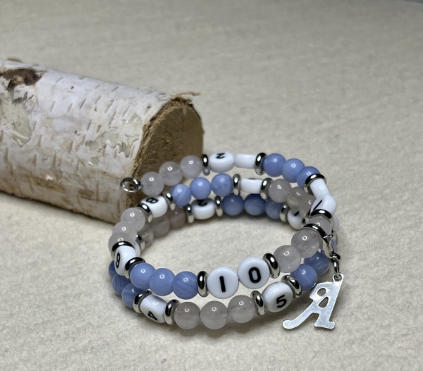 Bracelet d'allaitement ou de biberonnage bleu et rose – Image 2