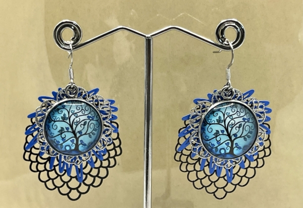 Boucles Arbre de Vie Bleu