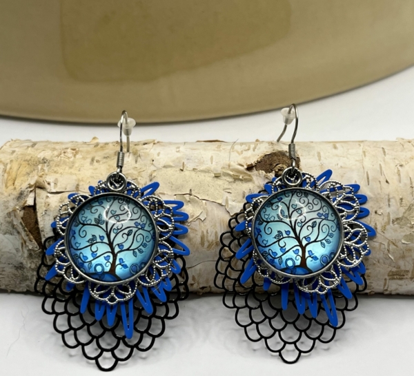 Boucles Arbre de Vie Bleu – Image 2