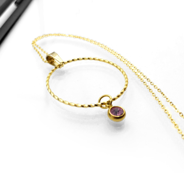 Collier anneau rose