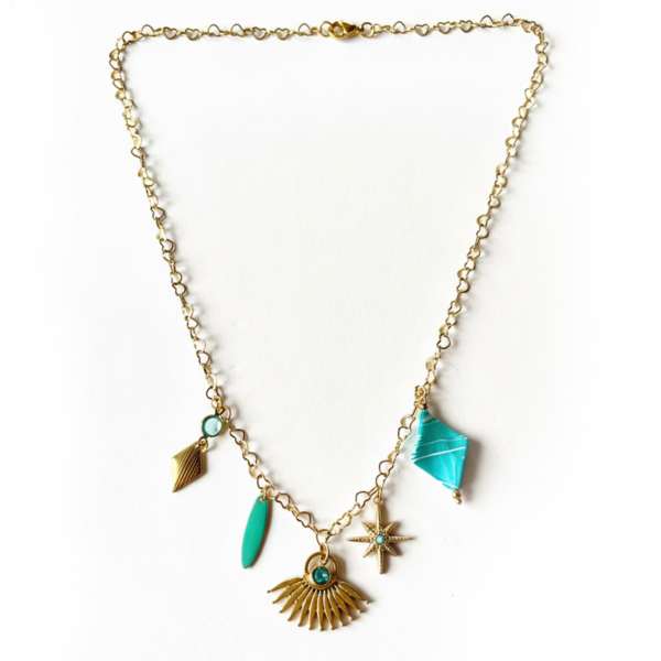 Collier pampilles bleues turquoise – Image 3